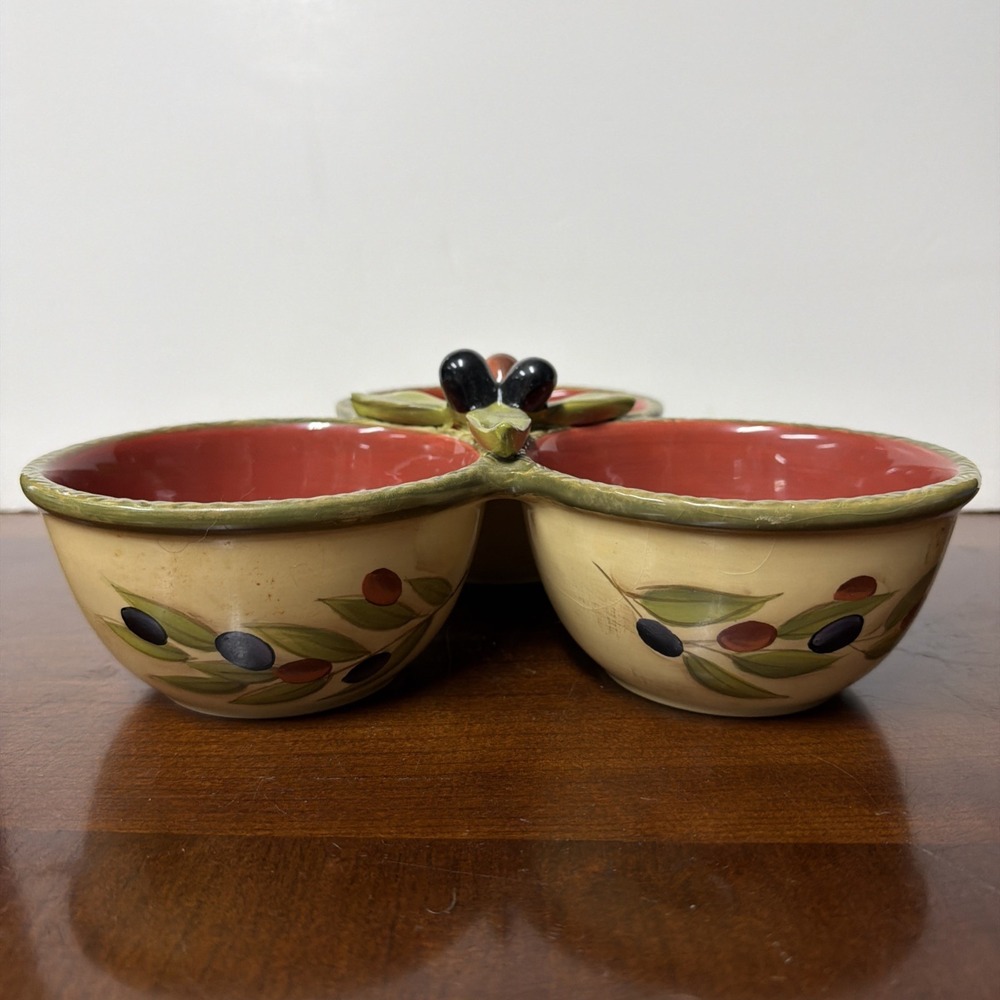CLAY ART Antique Olive‎ 3-section Divided Server